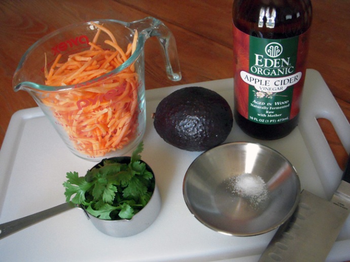 Carrot and Avocado Salad Ingredients