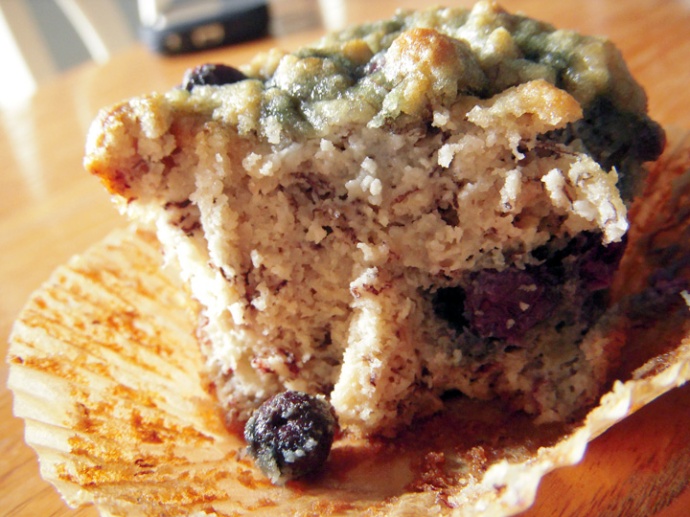 Gluten-Free Banana Blueberry Muffins Close-Up
